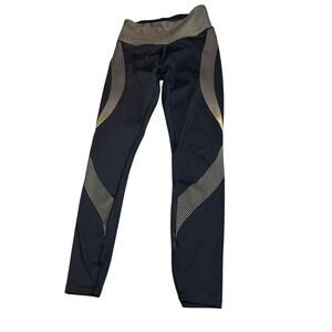 Victoria's Secret Sport Black & Gold Metallic Geometric High Rise Leggings XS